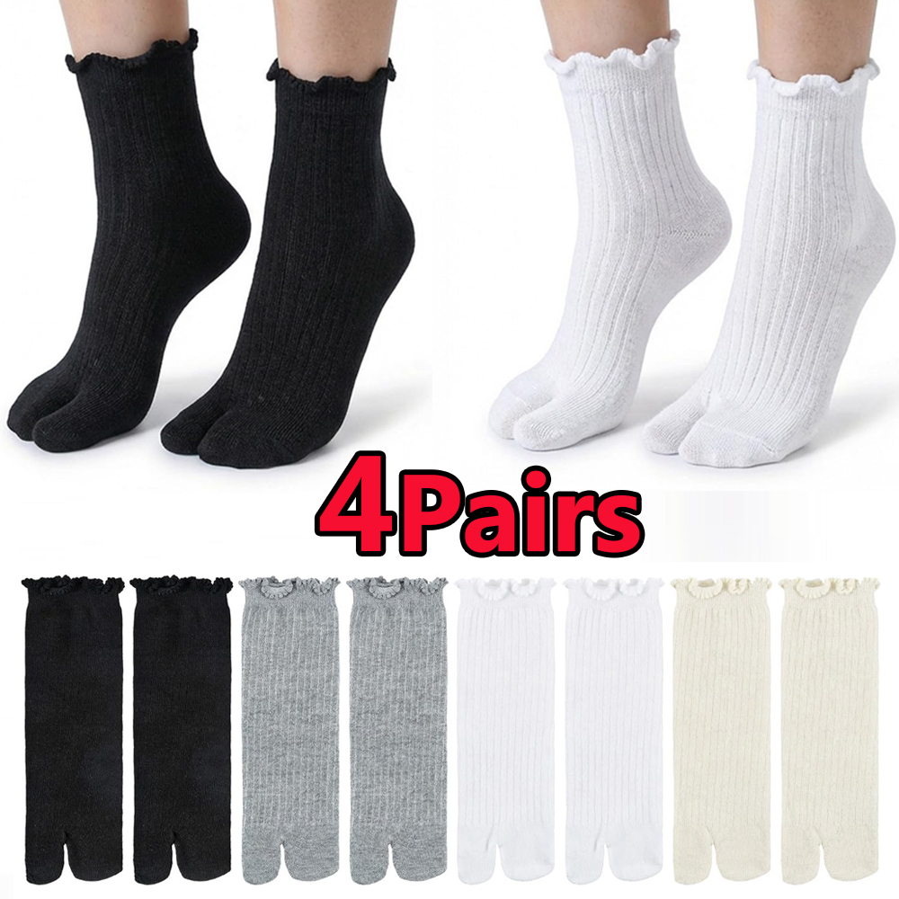 Toe Sock Split - جوارب يابانية قطنية ذات حواف مكشكشة