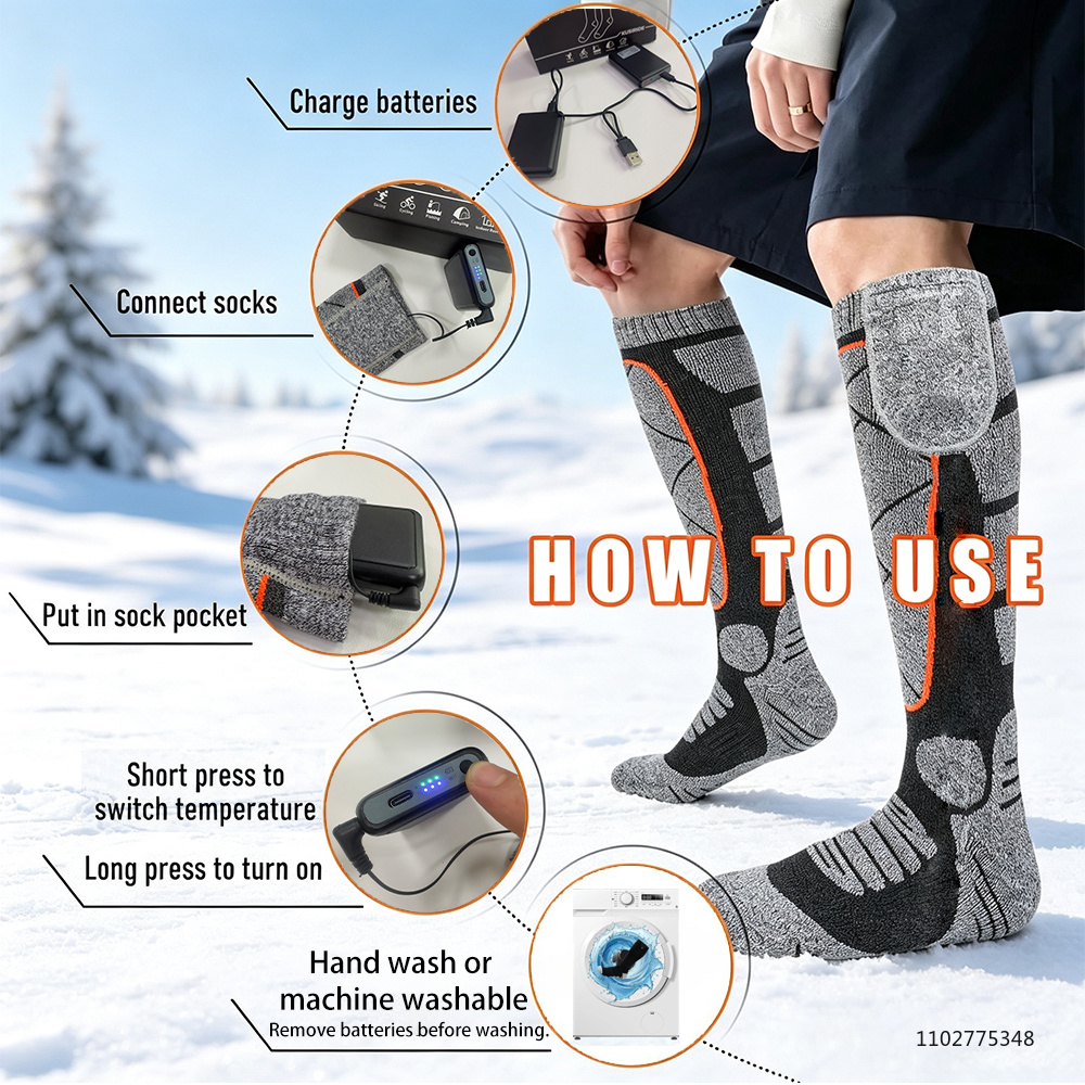 جوارب جديدة قابلة للشحن بسعة 6 - مراجعة Thermal Sock Winter وسعره