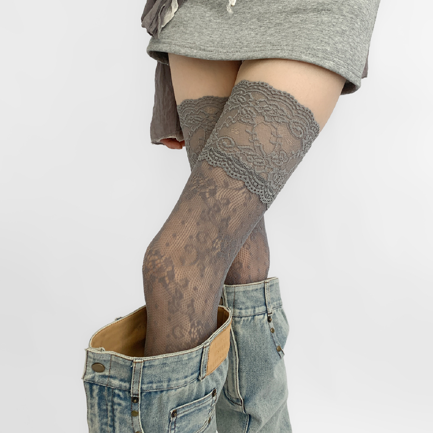 1/3pairs النساء زهرة الدانتيل  - مراجعة Fishnet Stocking Women وسعره